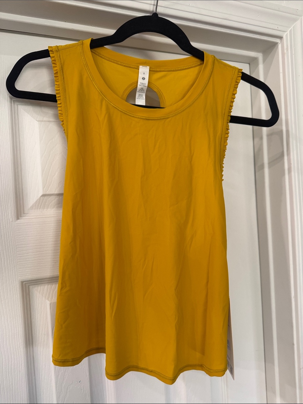Lululemon Sleeveless Ruffle-Edge Tank Top in Mustard Yellow